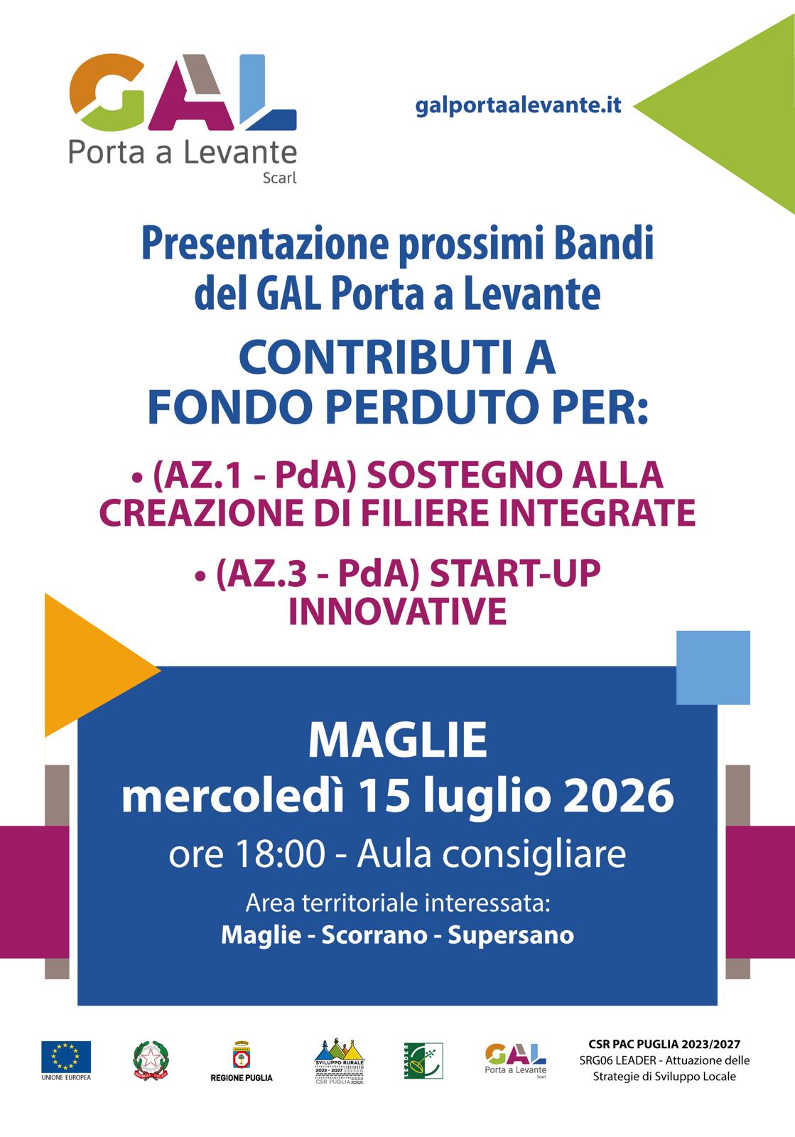 PRESENTAZIONI PROSSIMI BANDI DEL GAL - CSR PUGLIA 23-27