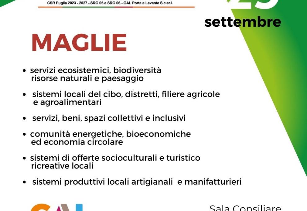 Locandina Incontro Maglie 29 Settembre per nuova Strategia di Sviluppo Locale del GAL Porta a Levante