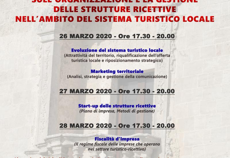 CICLO DI INCONTRI SULL'ORGANIZZAZIONE E LA GESTIONE DELLE STRUTTURE RICETTIVE NELL'AMBITO DEL SISTEMA TURISTICO LOCALE 